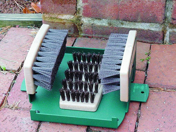 Bocce court shoe cleaner.
