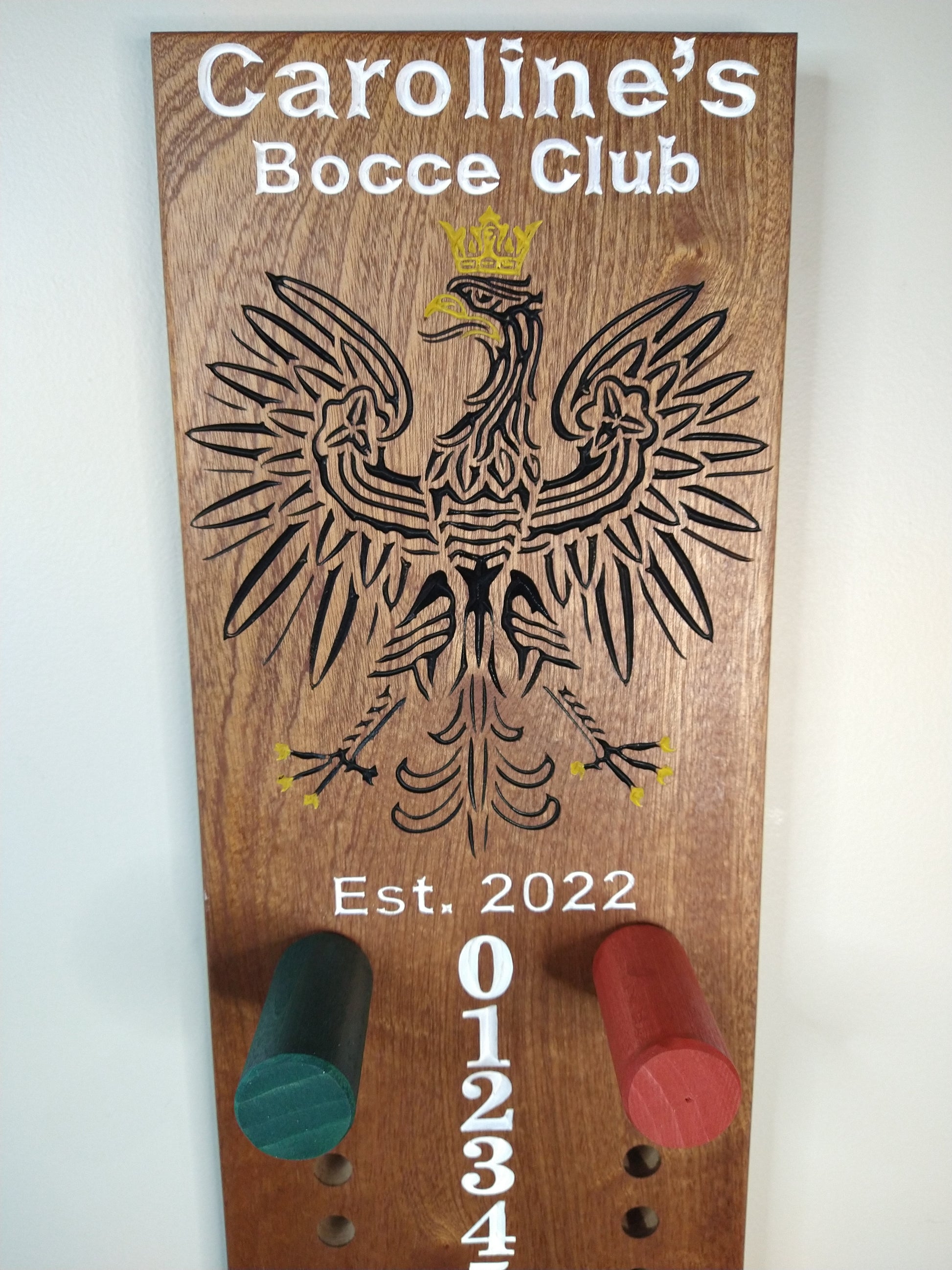 Carolines bocce club Logo bocce scoreboard