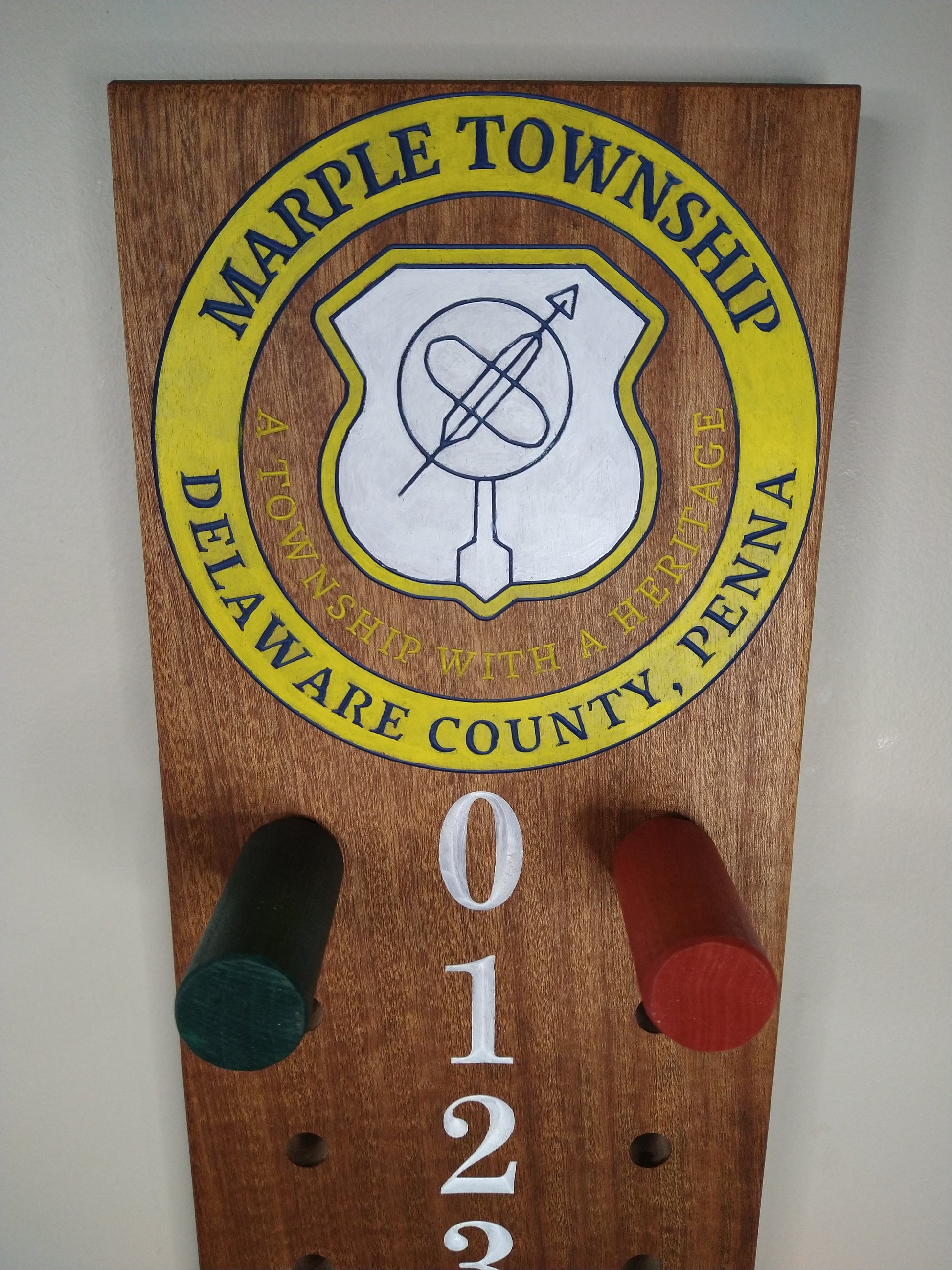 Marple township Logo bocce scoreboard