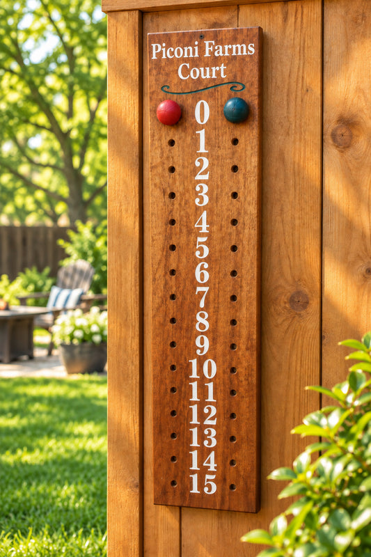 Personalized Mahogany Bocce Scoreboard