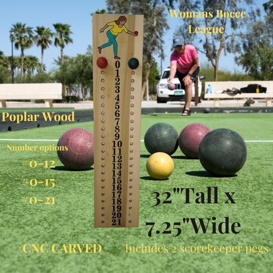 Womans league bocce scoreboard made from Poplar wood # 0-21