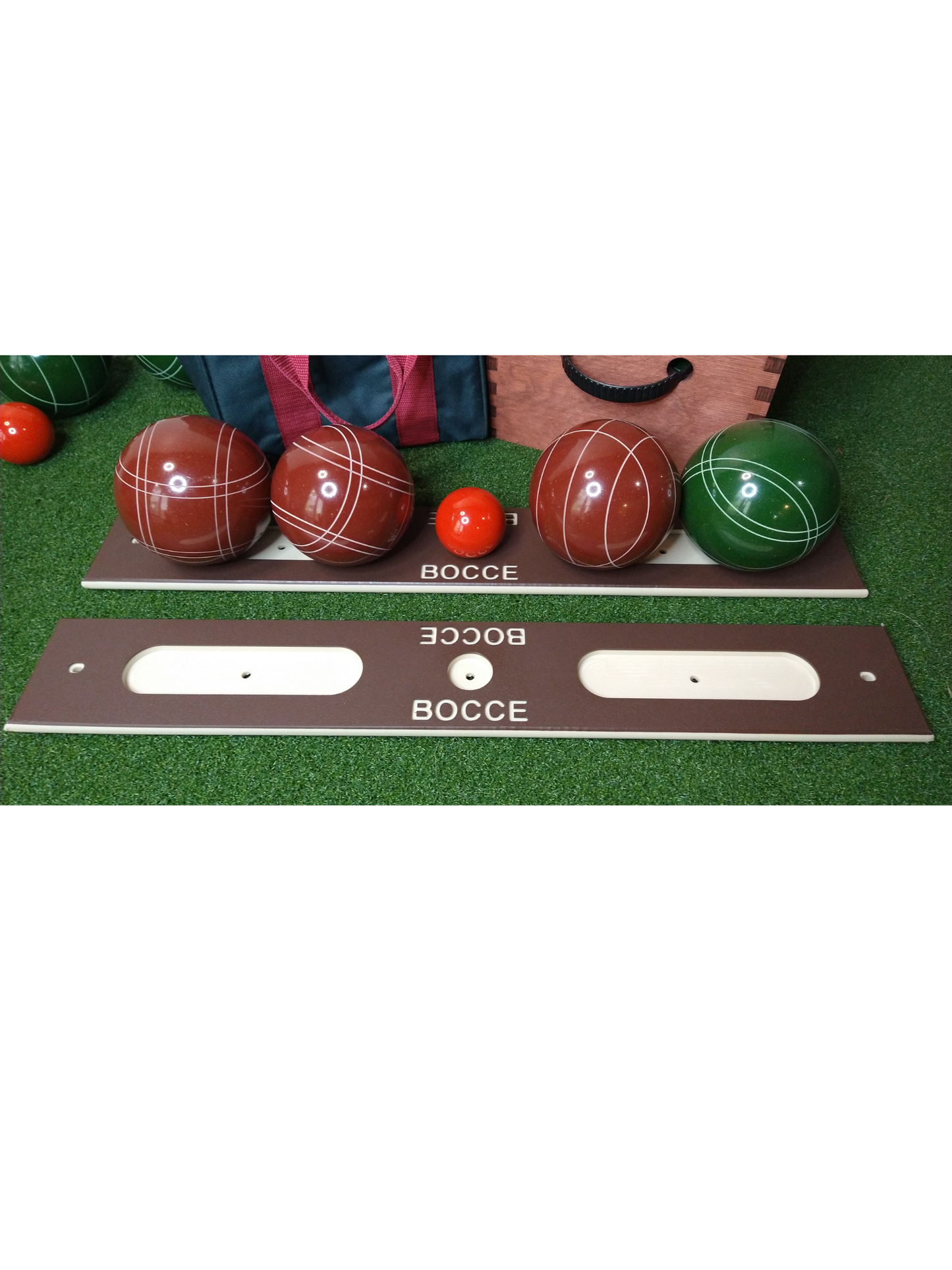 Brown marine grade plastic bocce ball holders