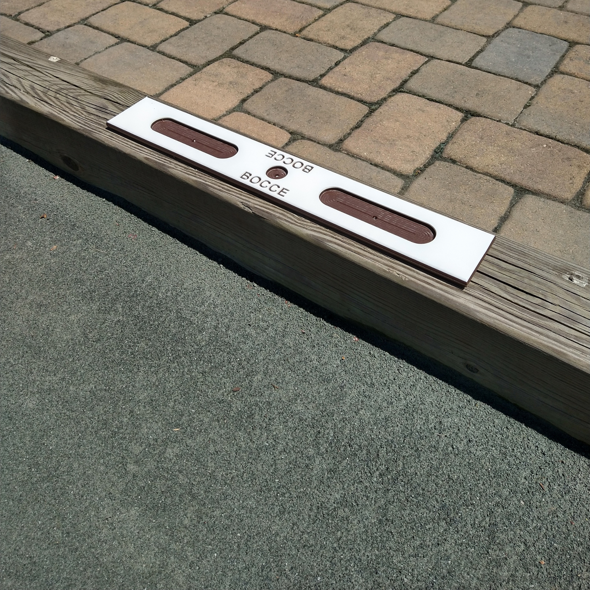 Close-up of bocce ball rack