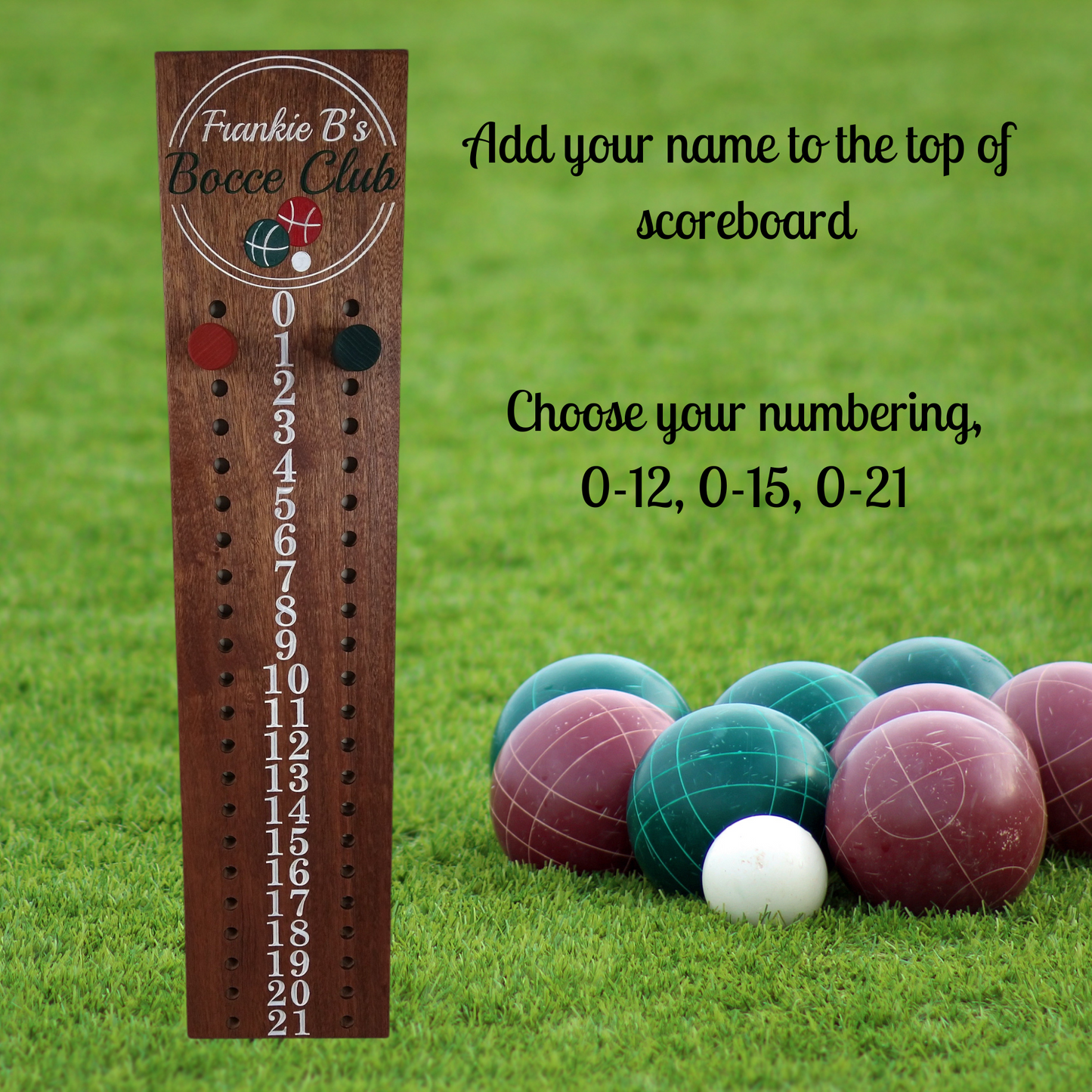 Bocce scoreboard | Personalized | Perfect Gift | Family name | Circle style.