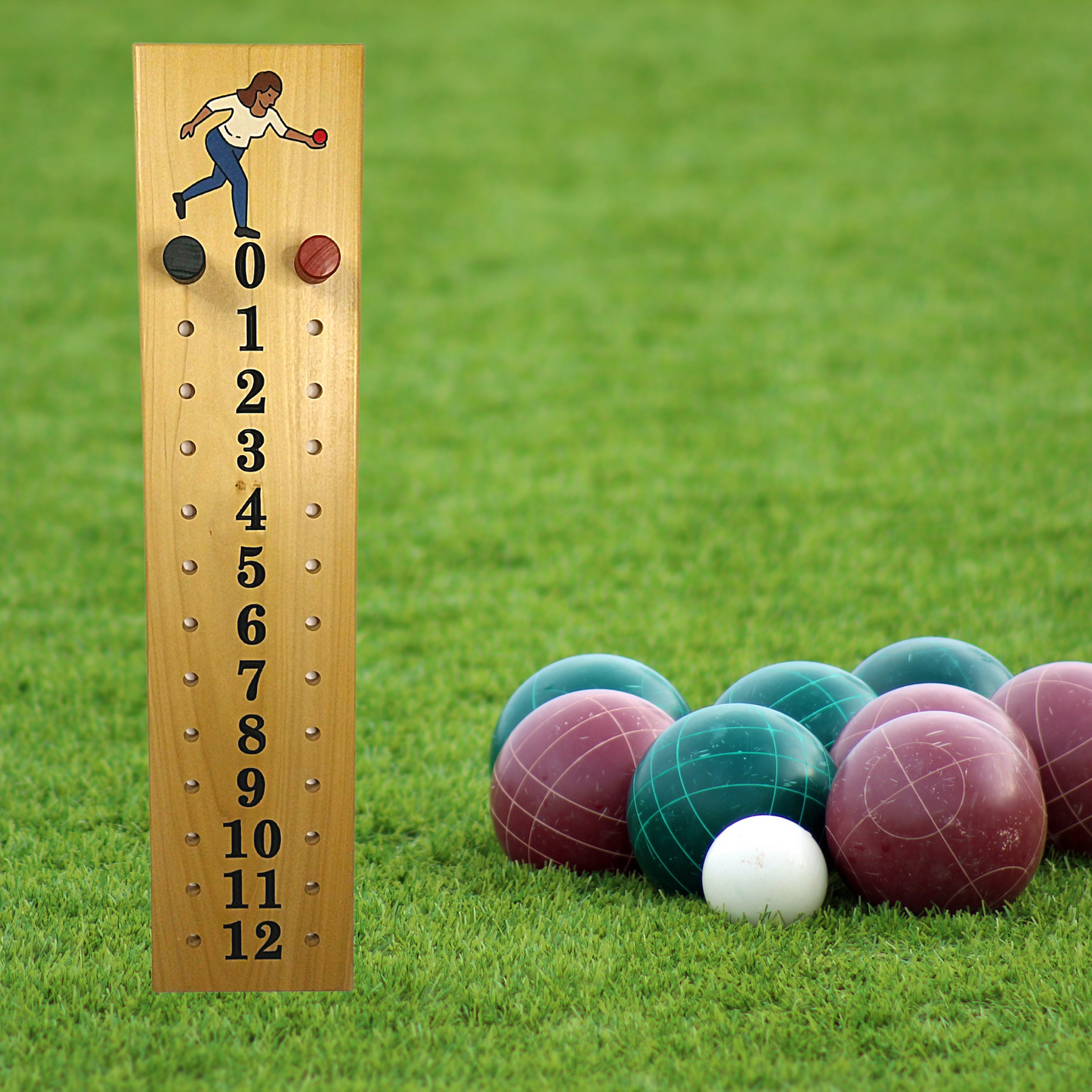 Poplar wood bocce scoreboard #0-12