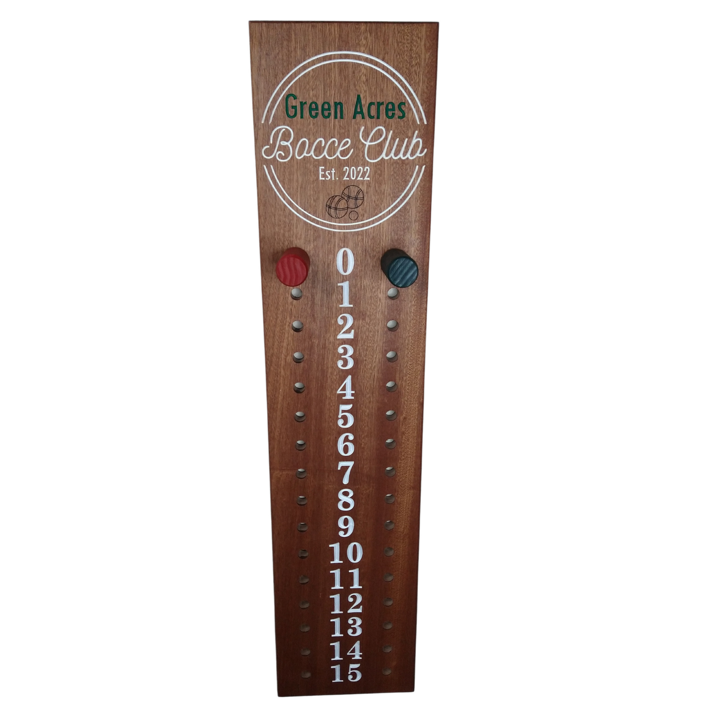 Green Acres Custom bocce scoreboard