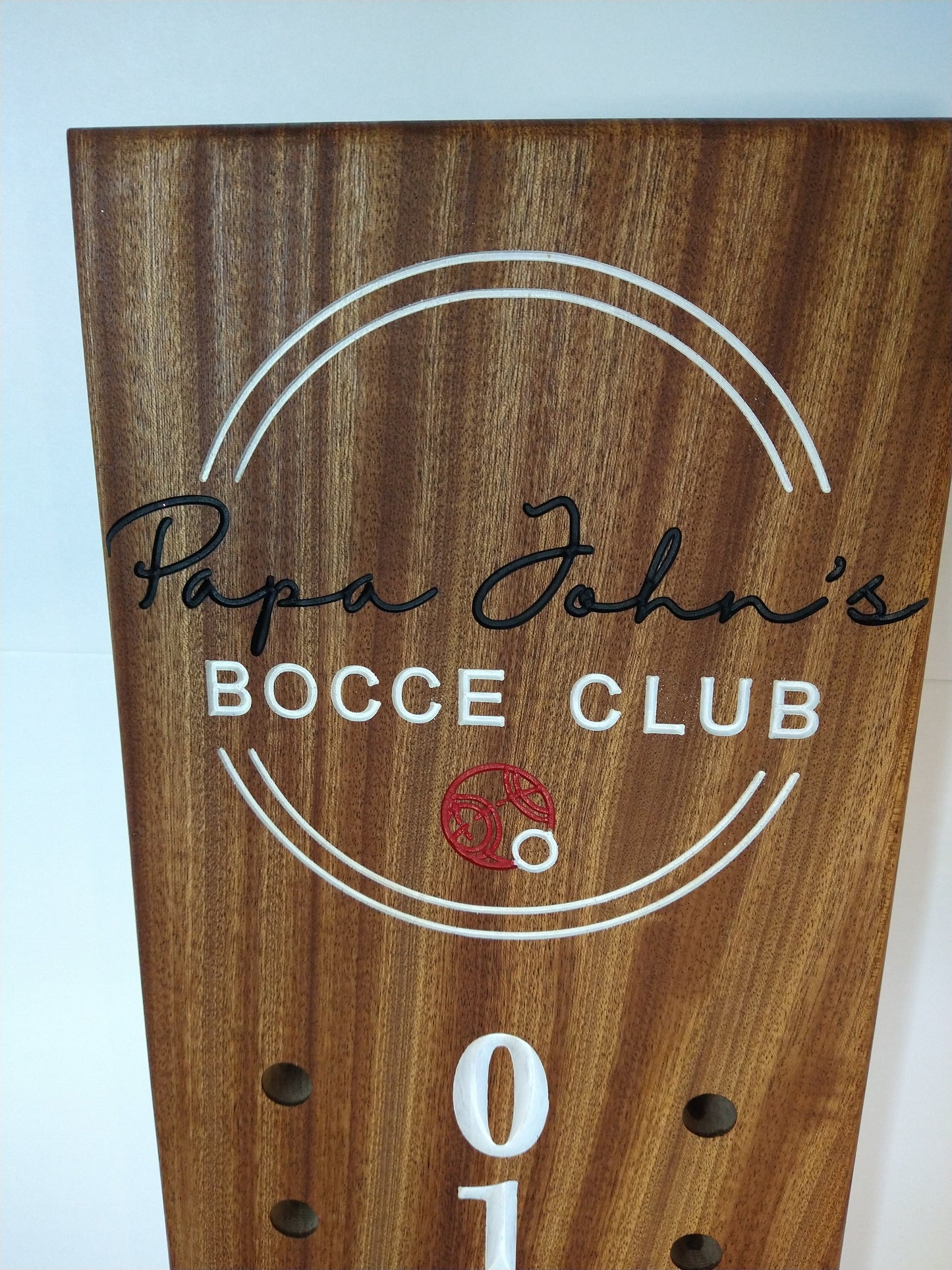 Papa Johns logo bocce scoreboard