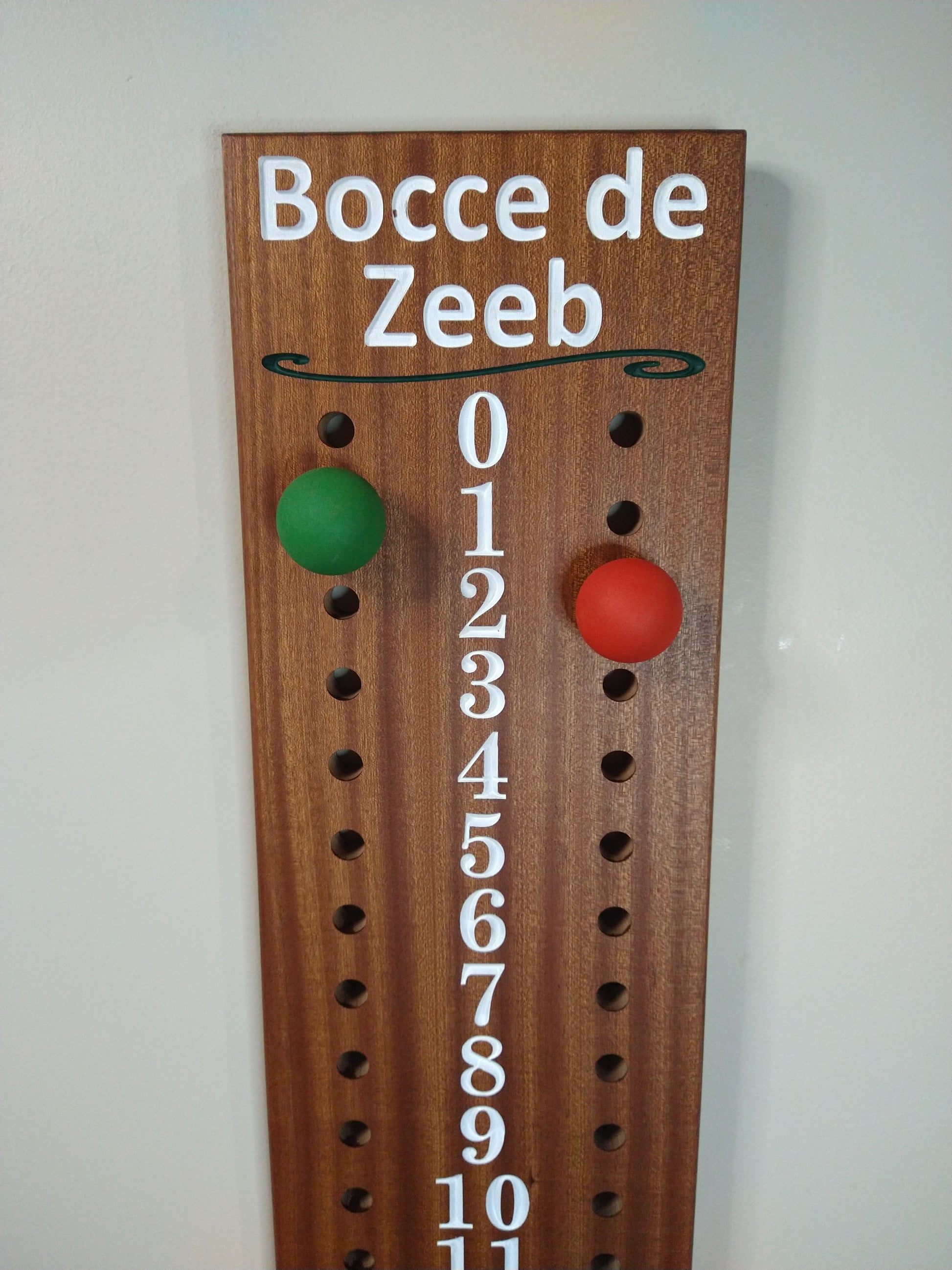 Bocce scoreboard pegs red and green