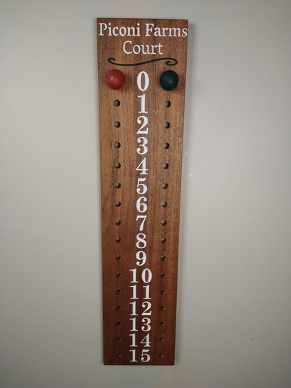 Bocce | Cornhole scoreboard | Family name added to personalize your scoreboard.