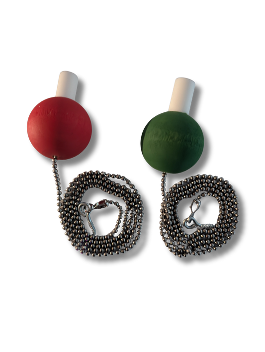 Bocce scoreboard pegs with chain - stainless steel