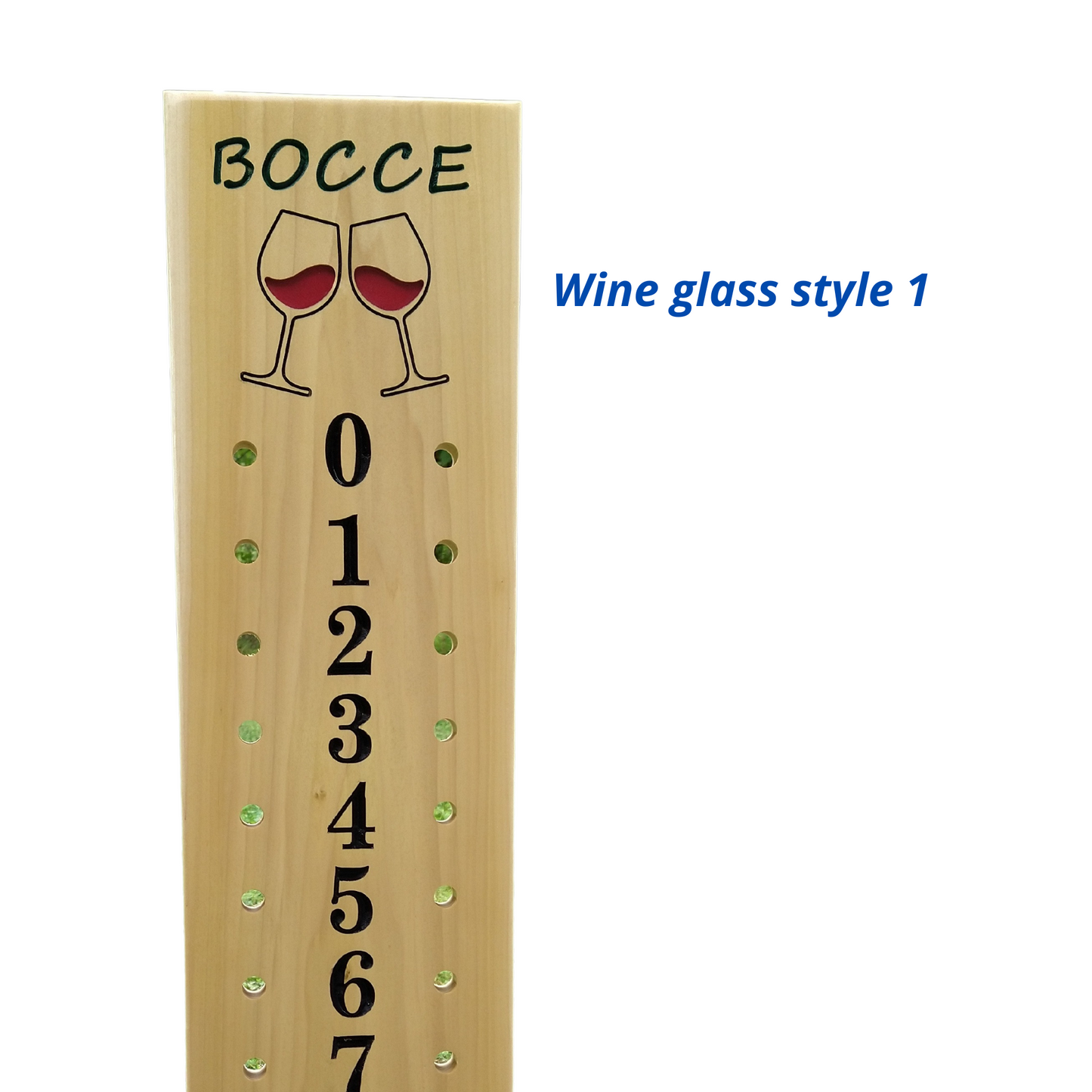 Bocce scoreboard | Wine Glasses engraved image | Cornhole | Backyard sports.