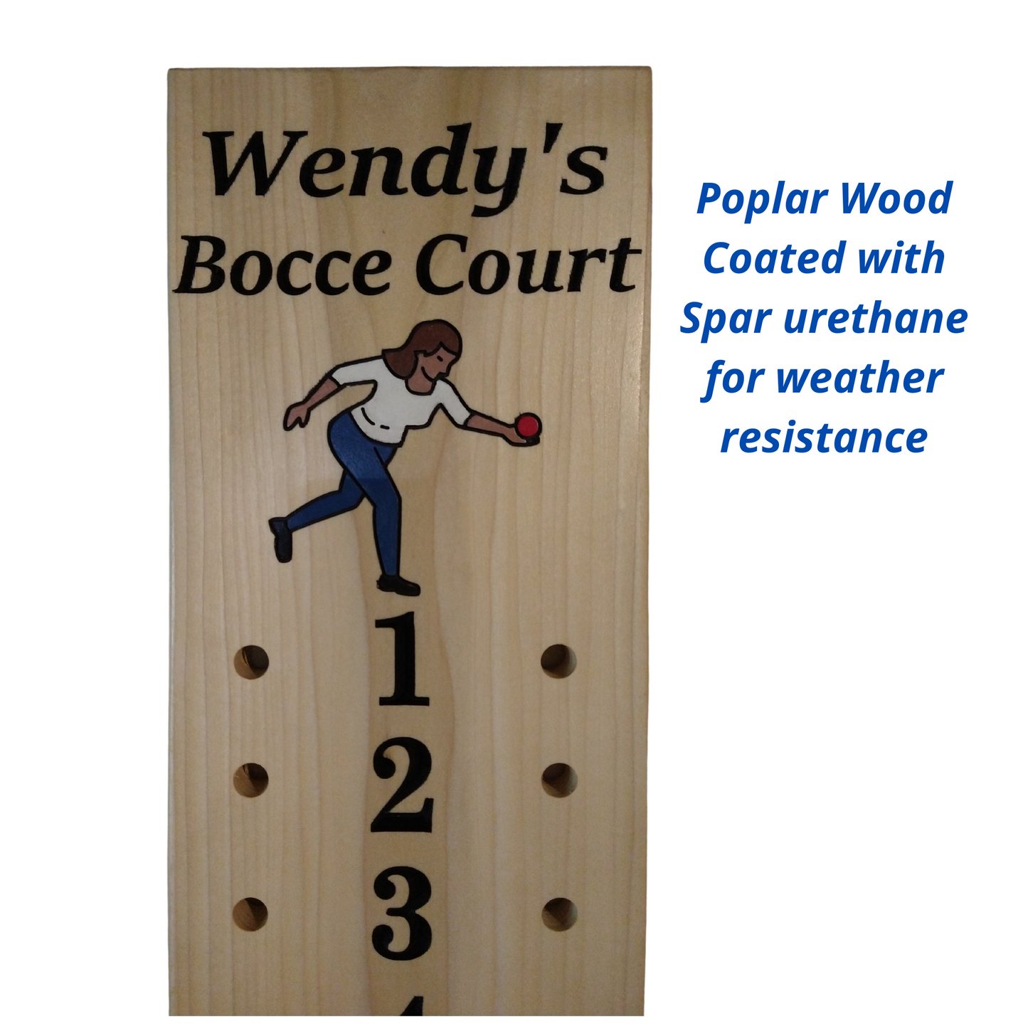 Personalized bocce scoreboard | Family name | Player image engraved.