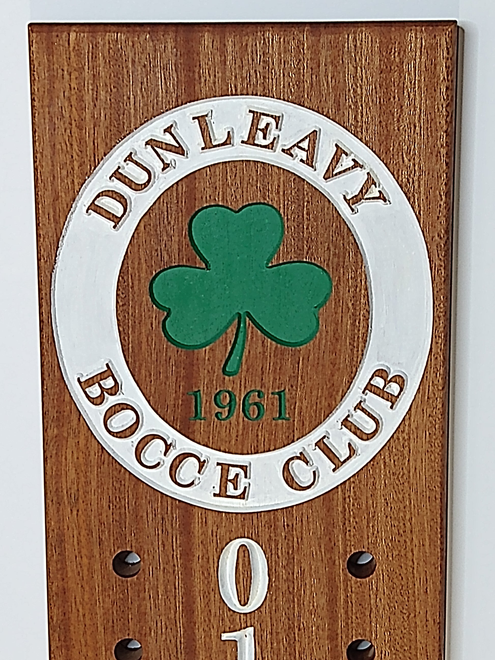 Dunleavy bocce club logo bocce scoreboard
