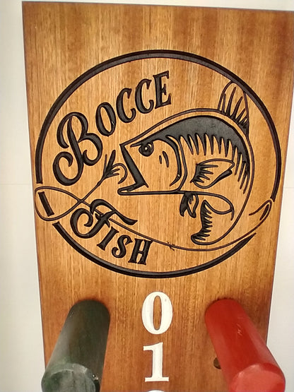 Bocce Fish logo bocce scoreboard