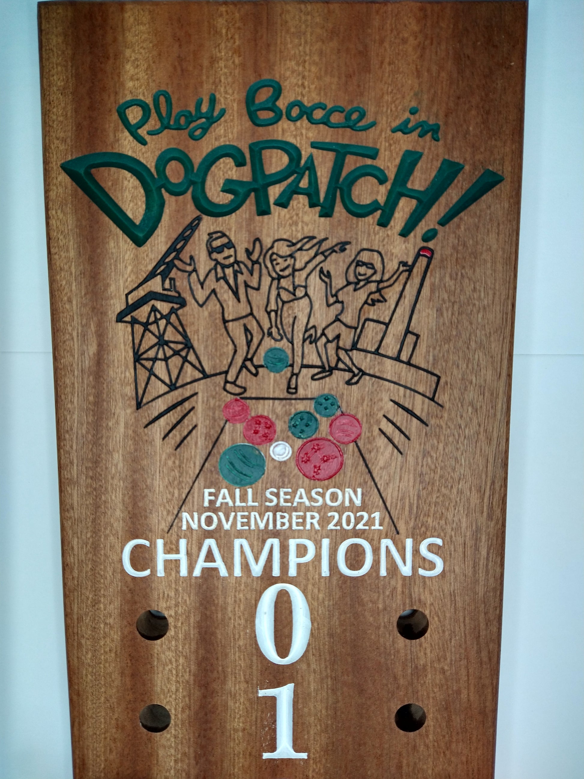 Dogpatch logo bocce scoreboard