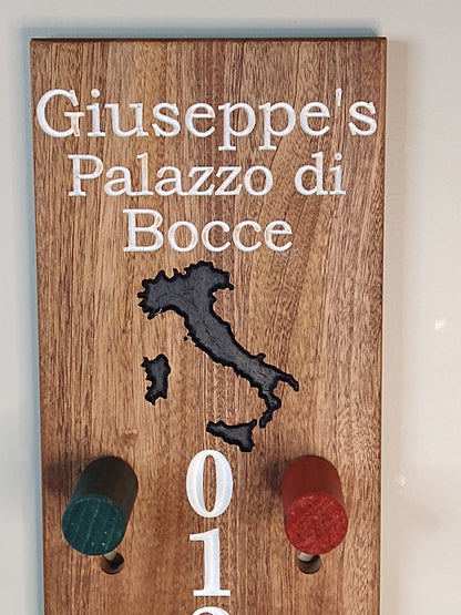 Giuseppes logo bocce scoreboard