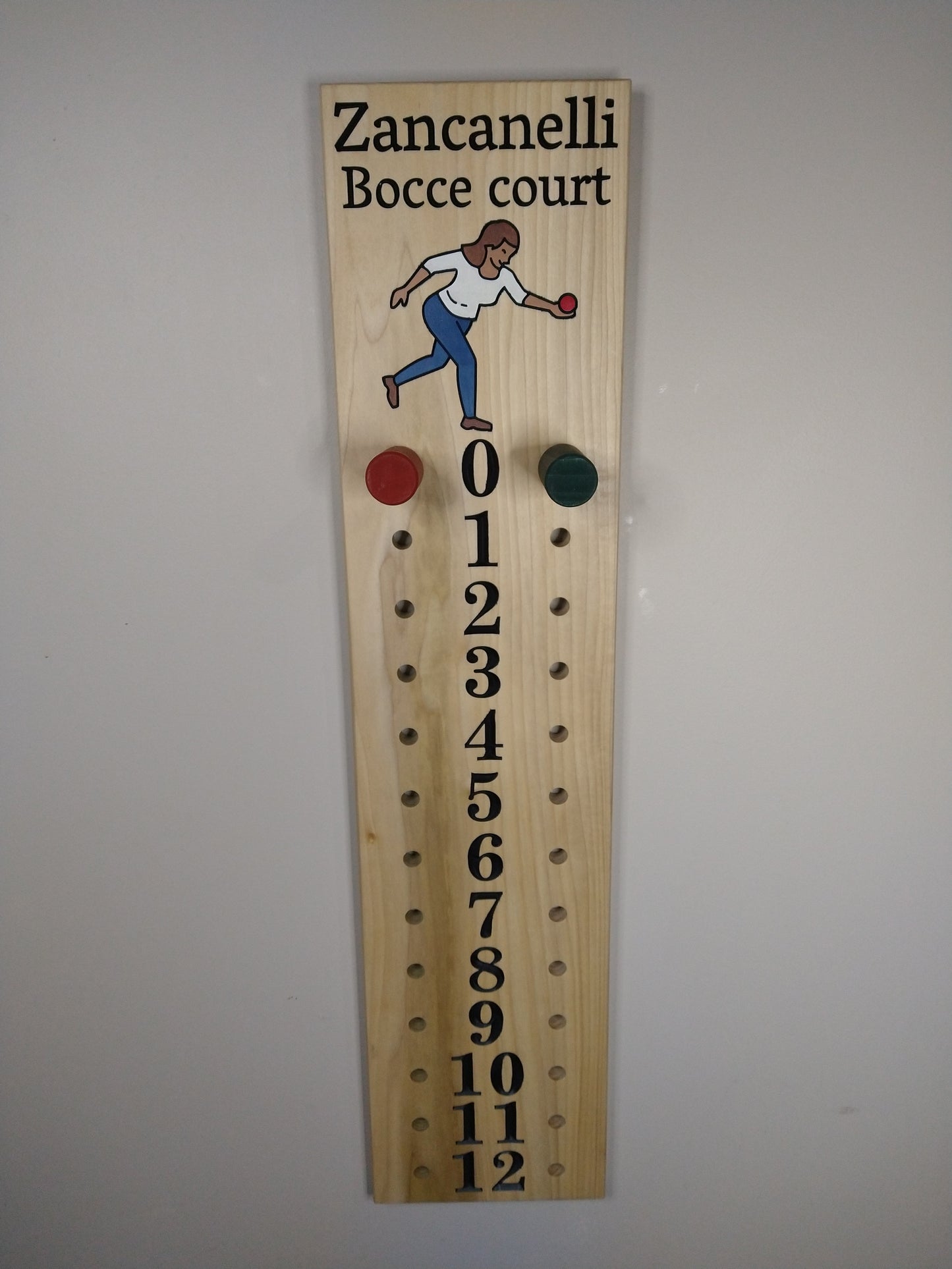 Personalized bocce scoreboard | Family name | Player image engraved.