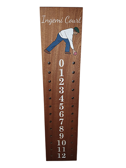 Personalized bocce scoreboard | Family name | Player image engraved.