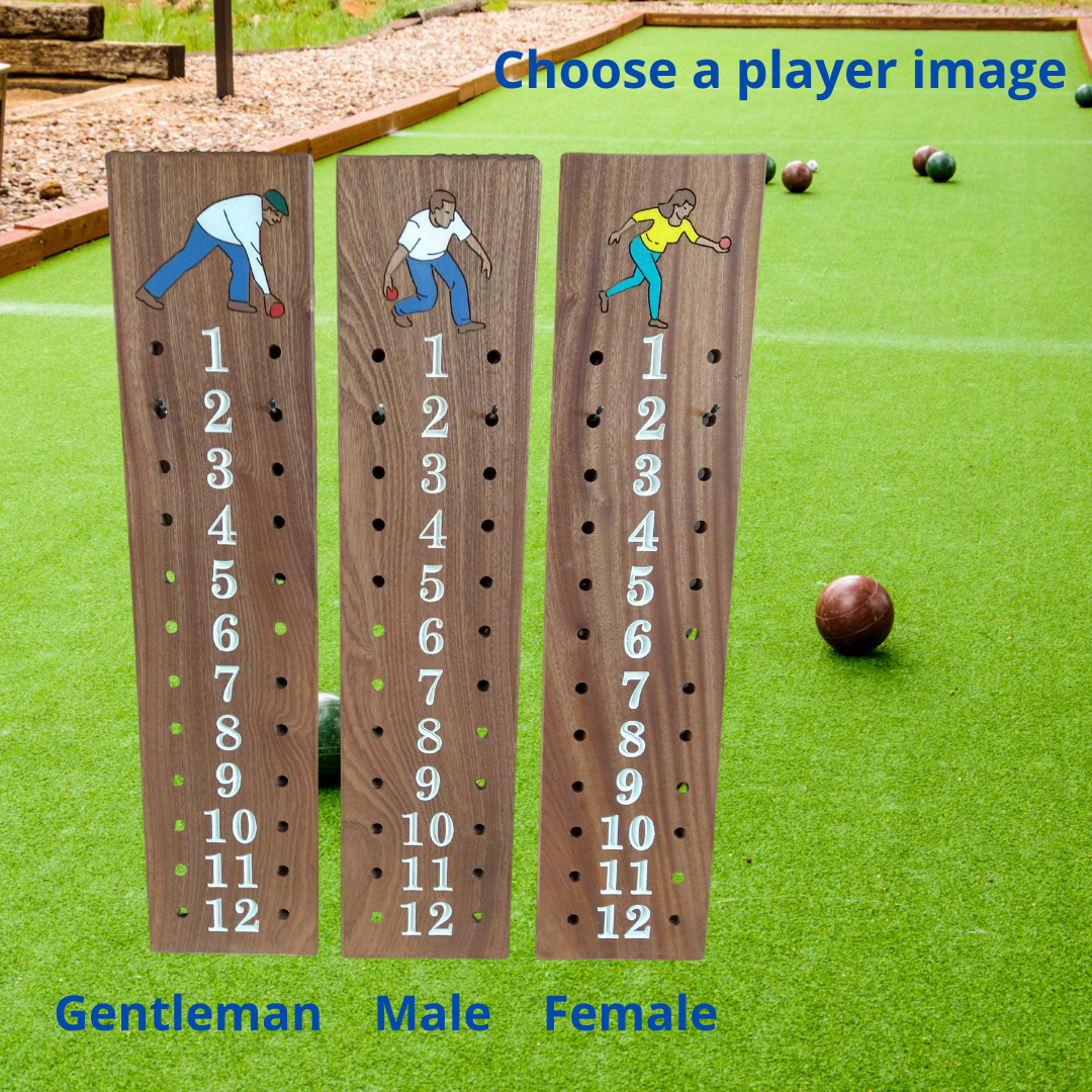 Personalized bocce scoreboard | Family name | Player image engraved.